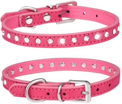 Dailygoody - Fancy hondenhalsband - Strass kristallen - Elegant suède