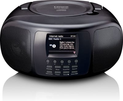 Lenco SCD-6000BK - Draagbare internet Radio met DAB+/FM, Bluetooth - CD-speler en groot LCD kleurendisplay - Zwart
