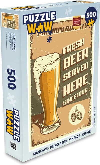 Puzzel Mancave - Bierglazen - Vintage - Quotes - Legpuzzel - Puzzel 500 stukjes