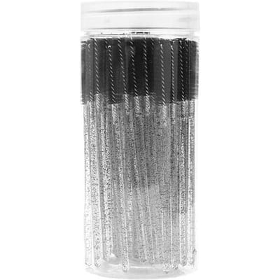 50 stuks Mascara Wands Oogschaduw Sticks Met Containers, Wegwerp Hoekige Wenkbrauwborstels, Wimperextensie Borstels, Wenkbrauwborstels