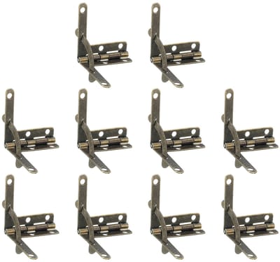10 stuks doos vierkant scharnier 30 x 32 mm boxscharnierbehuizing met zijgeleiding en houderarm 90 graden vouwsteunscharnieren voor sieraden wijn houten doos brons