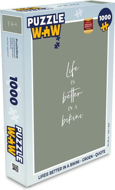 Puzzel Life is better in a bikini - Groen - Quote - Legpuzzel - Puzzel 1000 stukjes volwassenen