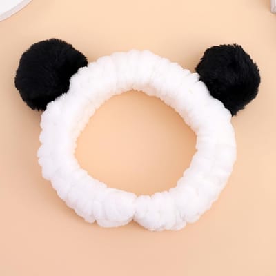 Dames Gezicht Wassen Make-up Zacht Koraal Fleece Elastische Hoofdband Hoofddoek Schattige Dierenoortjes Haarband Meisje Haaraccessoires wit
