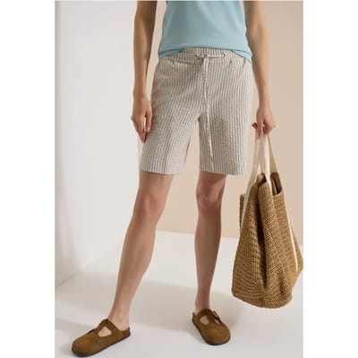 Shorts met Wide Leg pijpen van seersucker