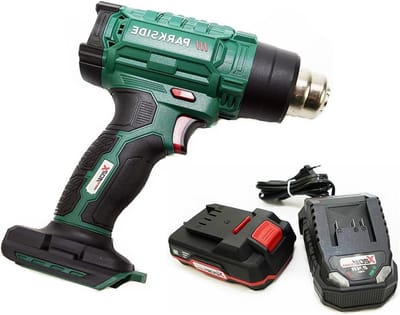 Accu Heteluchtpistool - Warmtepistool Hitteblazer - Verwarmen en Losmaken - Met 2 Temperatuurstanden - 20 Volt - Groen