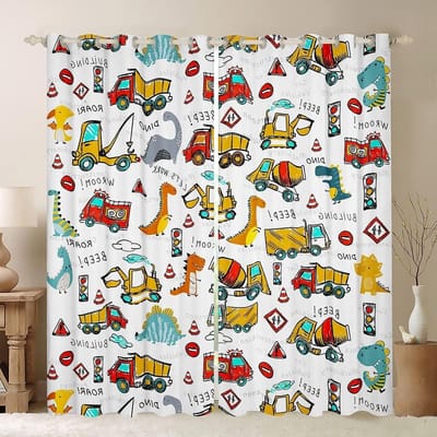 Verduisterend Gordijn Kinderen - Dino Gordijnen - Slaapkamer Decoratie - 30-50% Zonlicht Blokkering - 117x137 cm - Veelkleurig
