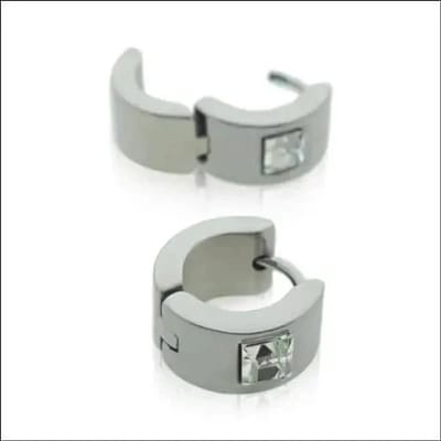 Aramat Jewels | Oorringen | Stalen Huggie Oorringen 14mm RVS Unisex | Kristal-14x7mm | |7mm | Staal | Kinderen, Volwassenen | Verkleurd niet