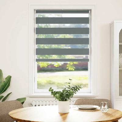 vidaXL - Zebra - rolgordijn - 80x100 - cm - stofbreedte - 75,9 - cm - donkergrijs