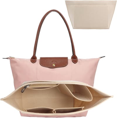 Famanu - Tasorganizer van vilt voor in de handtas L (Large, zwart)