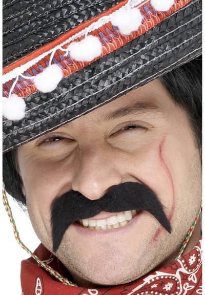 Mexicaanse/cowboy nep/plak snor - verkleden - zwart - nepsnorren - plaksnorren - zelfklevend