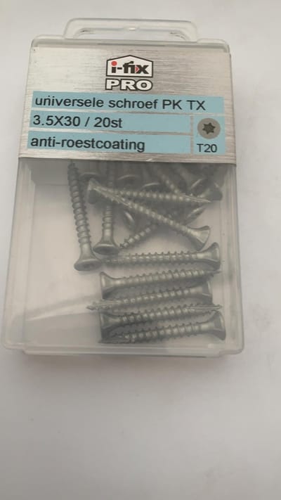 Universele schroef platkop torx 3.5x30mm 20 stuks anti roest coating