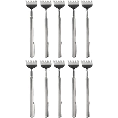 10 stuks Rugkrabber Uitschuifbaar Mini Draagbaar Opvouwbaar Rugkrabber Telescopisch met Zakclip gray