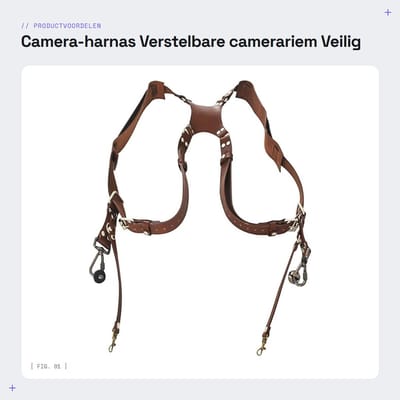 Dailygoods- Camera-harnas met dubbele schouder - Verstelbaar - Camerariem van leer - Duurzaam - Veiligheidsring - Zachte schoudersteun