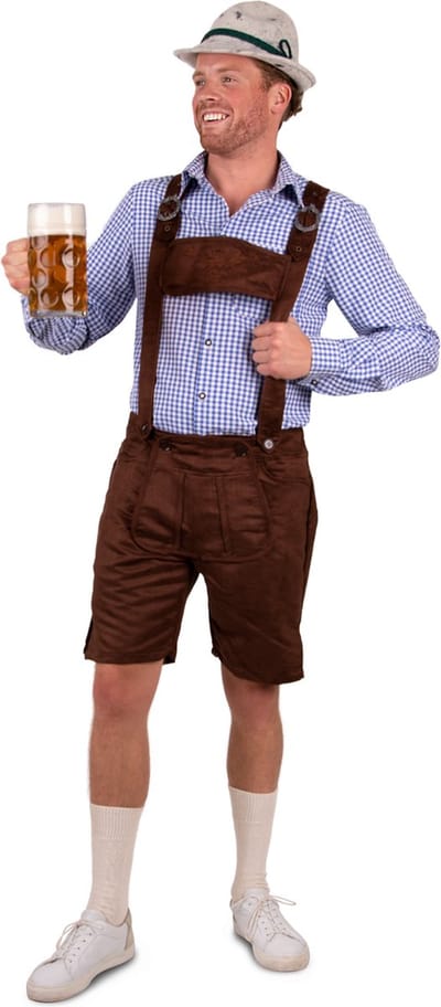 Oktoberfest Blauw/witte Tiroler blouse lange mouw S