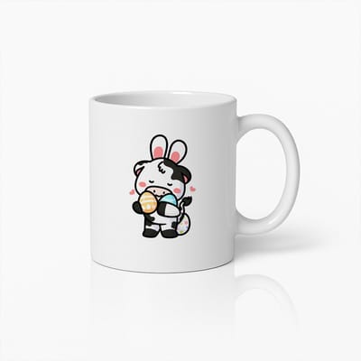 Schattige Koe met Konijnenoren Paas Mok – Leuk Dierontwerp voor Koffie- & Theeliefhebbers