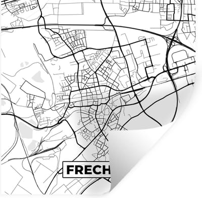 Muurstickers - Sticker Folie - Plattegrond - Frechen - Stadskaart - Kaart - 100x100 cm - Plakfolie - Muurstickers Kinderkamer - Zelfklevend Behang XXL - Zelfklevend behangpapier - Stickerfolie