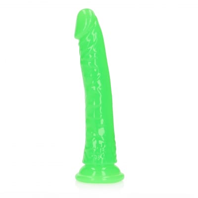 Shots - RealRock REA143GLOGRN1 - Slim Dildo Suction Cup - GitD - 8'' / 20 cm - Neon Green