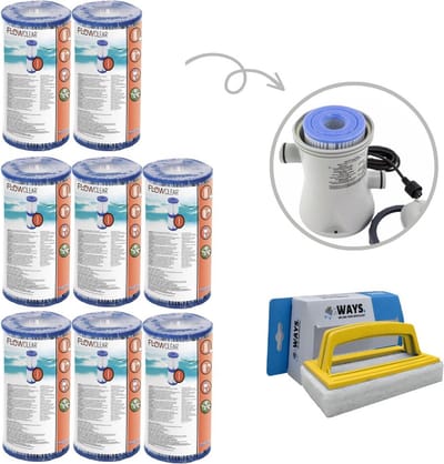 Bestway - Type I filters geschikt voor filterpomp 58381 - 8 stuks & WAYS scrubborstel