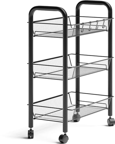 Vicco Tarro Rolcontainer – 45 x 64 cm met 3 opbergvakken Zwart
