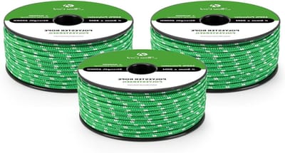 Gevlochten Polyester Touw - Sterk Koord - Zeil en Boot - Hoge Slijtvastheid - 5mm x 30m - Groen Wit