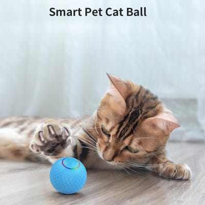 Speelbal voor Katten   Afstandsbediening Huisdier Speelgoed  LED Knipperend  Dubbel Modus Ontwerp  Geluidsarm  Type C Opladen  Automatisch Remote Control blauw