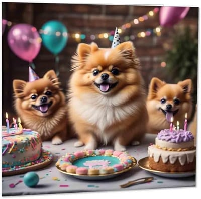 Grappige Verjaardagskaart Pomeriaan Hond - Leuke Illustratie
