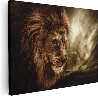 Artaza Canvas Schilderij Leeuw - Leeuwenkop - 40x30 - Klein - Foto Op Canvas - Canvas Print
