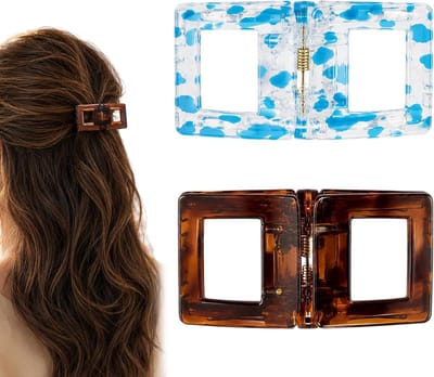 Klemmen, Haarspangen Klein Voor Dames Dun Haar, Antislip Claw Clip Met Stevige Grip Voor Dagelijks Gebruik En Vakantie (Bruin + Blauwe Panter)