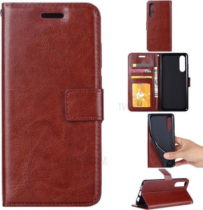 Bookcase Geschikt voor: Samsung Galaxy A50 - Bruin - portemonnee hoesje