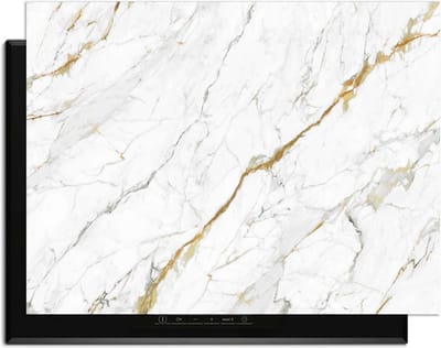 KitchenArt - Calacatta Gold - Inductie Beschermer - 81x52 cm - Kookplaat Beschermer - Luxe Afdekplaat Inductieplaat - Anti-slip & Oprolbaar - Beschermmat Inductiekookplaat