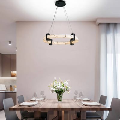 Searchlight Moonbeam LED hanglamp, ring, zwart, wit, metaal