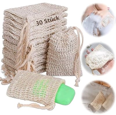 Zeepzakjes Sisal - Zeepnetjes Huidverzorging - Rijk Schuim Creëren - Natuurlijke Vezels - 30 Stuks - Beige