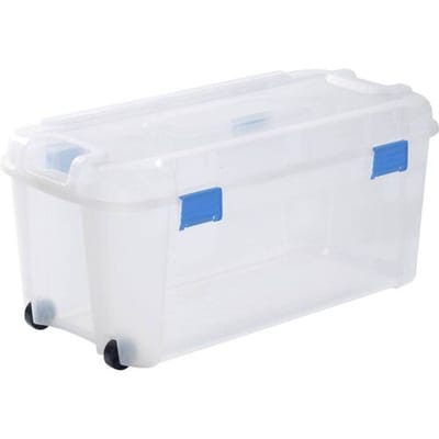 Curver 243731 Opbergbox TOTEM Box 80L, transparent / blau Stapelbaar Transparant, Blauw 1 stuk(s)