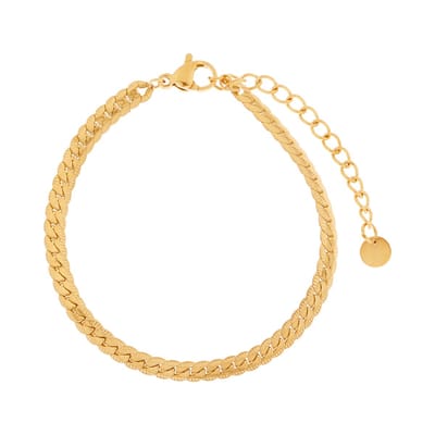 Essentialistics - Armband basic grove schakel - Volwassenen - Goudkleur - Stainless steel (verkleurt niet) - Verlengkettinkje