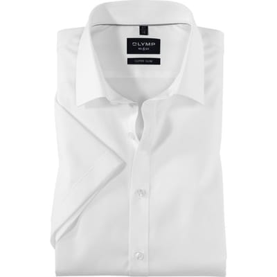 OLYMP No. 6 Six super slim fit overhemd - korte mouw - popeline - wit - Strijkvriendelijk - Boordmaat: 40 (EU maat: M)