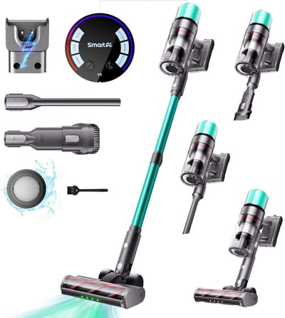 SmartAI V5 Steelstofzuiger - Stofzuiger - Draadloze - Vacuum Cleaner - 600W - 50.000PA Zuigkracht – Verwijderbare Accu – Handstofzuiger – Slimme LED-functies– vrijstaande stofzuiger– draadloos– ultralichte accuduur– accustofzuiger met– accustofzuige
