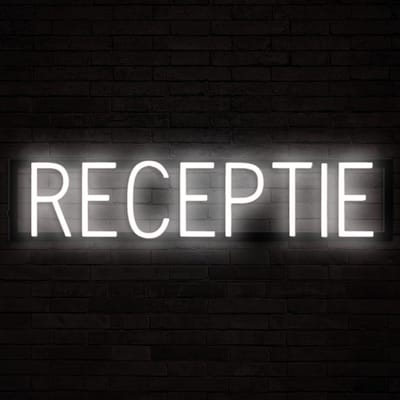 RECEPTIE - Lichtreclame Neon LED bord verlicht | SpellBrite | 69,67 x 16 cm | 6 Dimstanden & 8 Lichtanimaties | Reclamebord neon verlichting