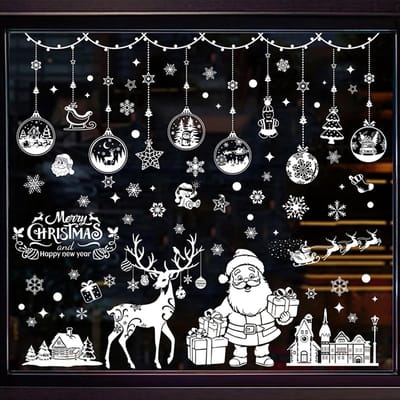 Solidchoice - Dailygoody - Kerststickers - Decoratie voor Feestdagen - 192 Stuks - Ramen Versiering - Creatieve Aanpak - Makkelijk aan te brengen - Geschikt voor Bi...