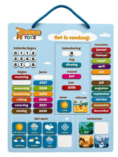 DotasToys Magnetische Wandkalender Kind – Montessori Dagplanner Kinderkalender – 3-7 jaar