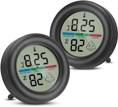 Mini Hygrometer en Digitale Thermometer voor Binnengebruik, Temperatuur- en Vochtigheidsmeter met Comfortweergave voor Kantoor, Serre en Kelder, Set van 2