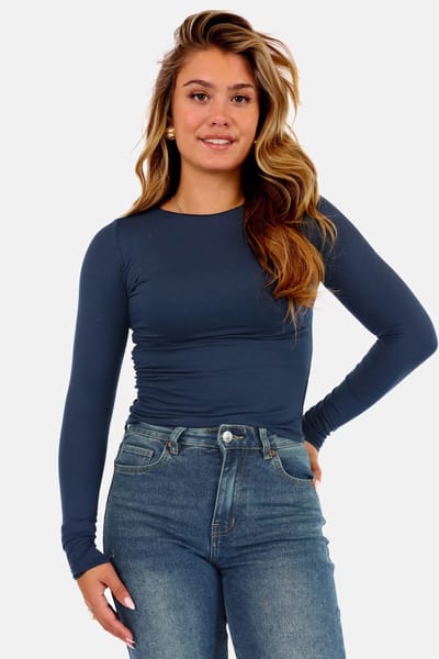 Getdrezzed Top - Maat: XS - Dubbel gevoerde top met plooidetail donkerblauw