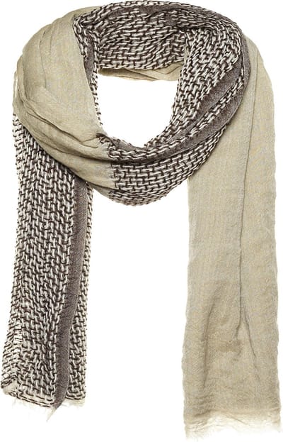 Sjaal taupe - 100% wol - met basket weave