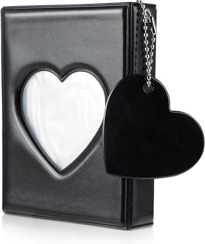 Mini Foto Album met Hartvormige Holle Cover, 32 Foto Slots en Hanger, Perfect voor Herinneringen en Cadeaus