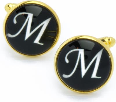 Manchetknopen - Letters Initialen Letter M Goud Zwart