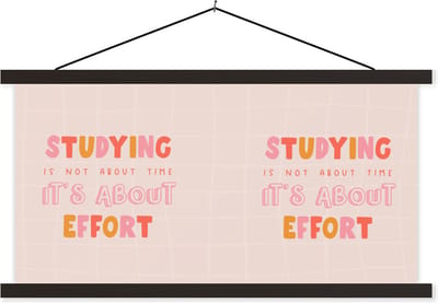 Posterhanger incl. Poster 60x30 cm - Schoolplaat - Studeren - Tijd - Spreuken - Student - Textielposter - Zwarte latten
