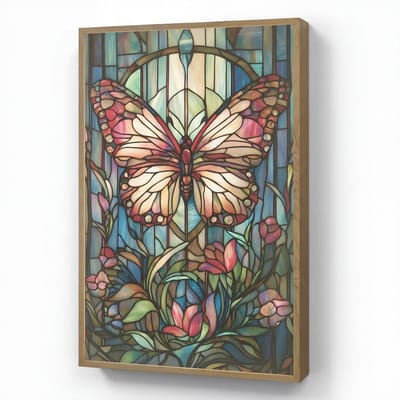 Wandlamp 70x100 cm - Oplaadbaar - Vlinder - Roze - Bloemen - Bladeren - Wandlampen binnen woonkamer - Slaapkamer lamp - Decoratieve nachtlamp - Vloerlamp draadloos