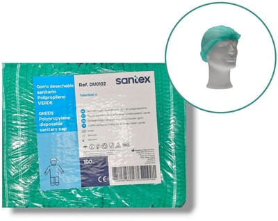 Santex Wegwerp haarnetje Groen – Non-Woven Polypropyleen Clip Cap – Met Dubbele Elastiek – One Size – 100 Stuks