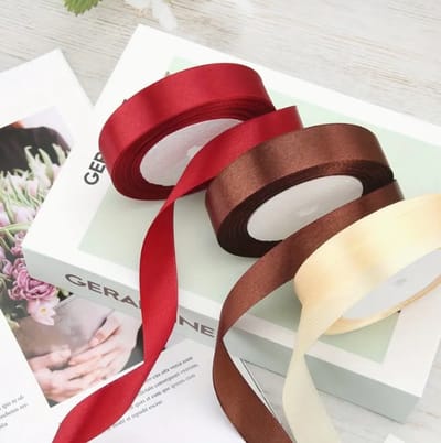Luxe Lint - 3 rollen - Bruin - Bordeauxrood / Bordeaux - Beige - Kerst - Christmas - Cadeau - Verjaardag - Chique Leuk Inpakken - Stoffen Lint - Cadeaulint - 2 cm breed - DH collection