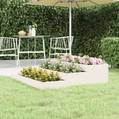 vidaXL - Plantenbak - 107x107x27 - cm - massief - grenenhout - wit