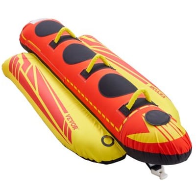 VEVOR Fun Tube Set, opblaasbare sleepboten voor 1-3 personen, 231 kg Watersport sleepbare tube met volledige nylon hoes, gevoerde handgrepen en snelheidsveiligheidsventiel